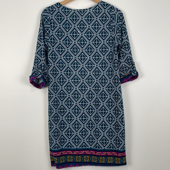 Alya Geometric Printed Sweater Dress Small 3/4 Sleeve - Picture 5 of 8